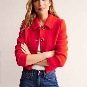 Boden Women's Vibrant Red Rye Cropped Jacket